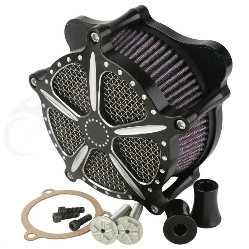 Black Contrast Cut Speed 5 Air Cleaner For Harley Touring Street Glide