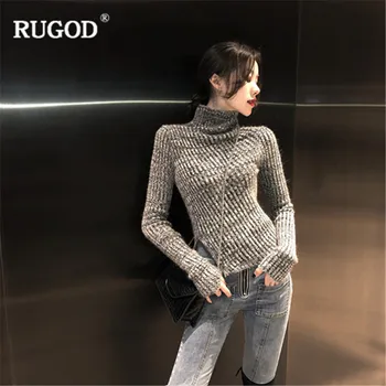 

RUGOD New Fashion Slim Women Sweaters 2018 Solid Knitted Warm Winter Clothes Casual Turtleneck Women Pullovers pull femme hiver