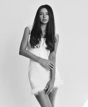 

White Slip Mini Feathers Rayon Bandage Simple Elegant Evening Party Dress