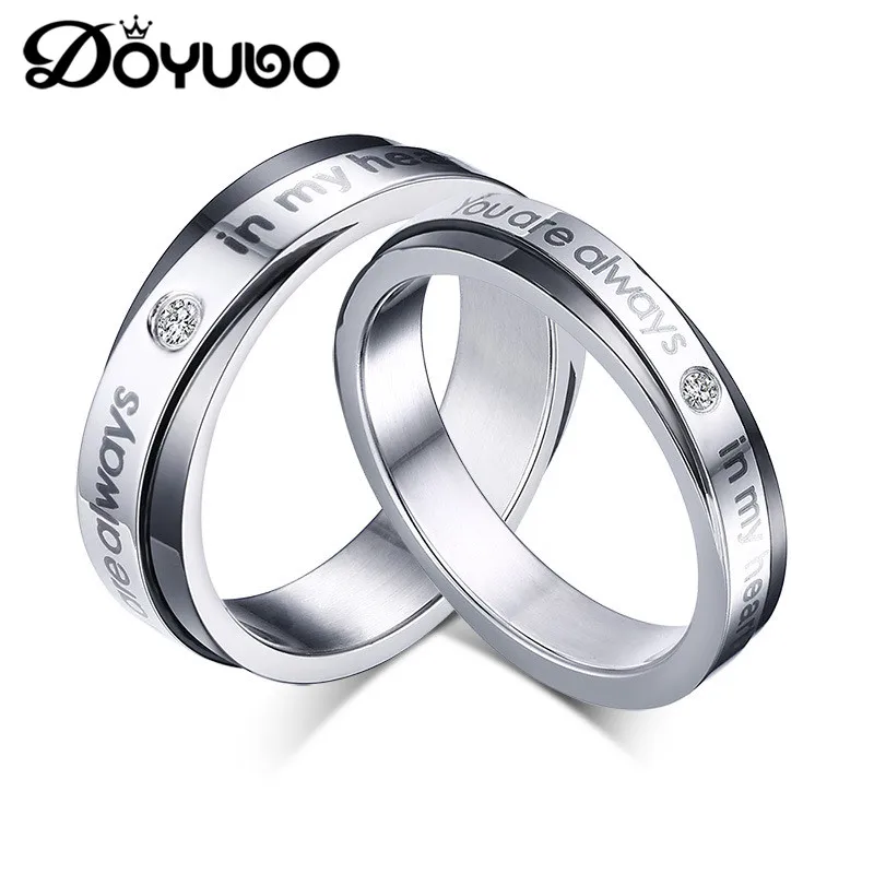 Кольца DOYUBO из нержавеющей стали с гравировкой You are always in my love для пар модные