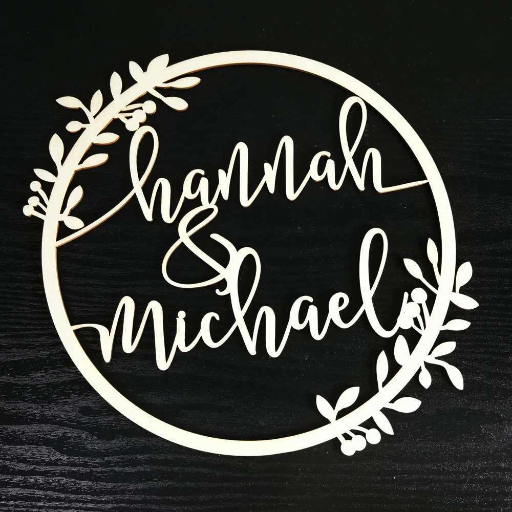  Custom Personalized Bride and Groom Name garland Shape Rural Wedding Wooden Table Decoration For Mr