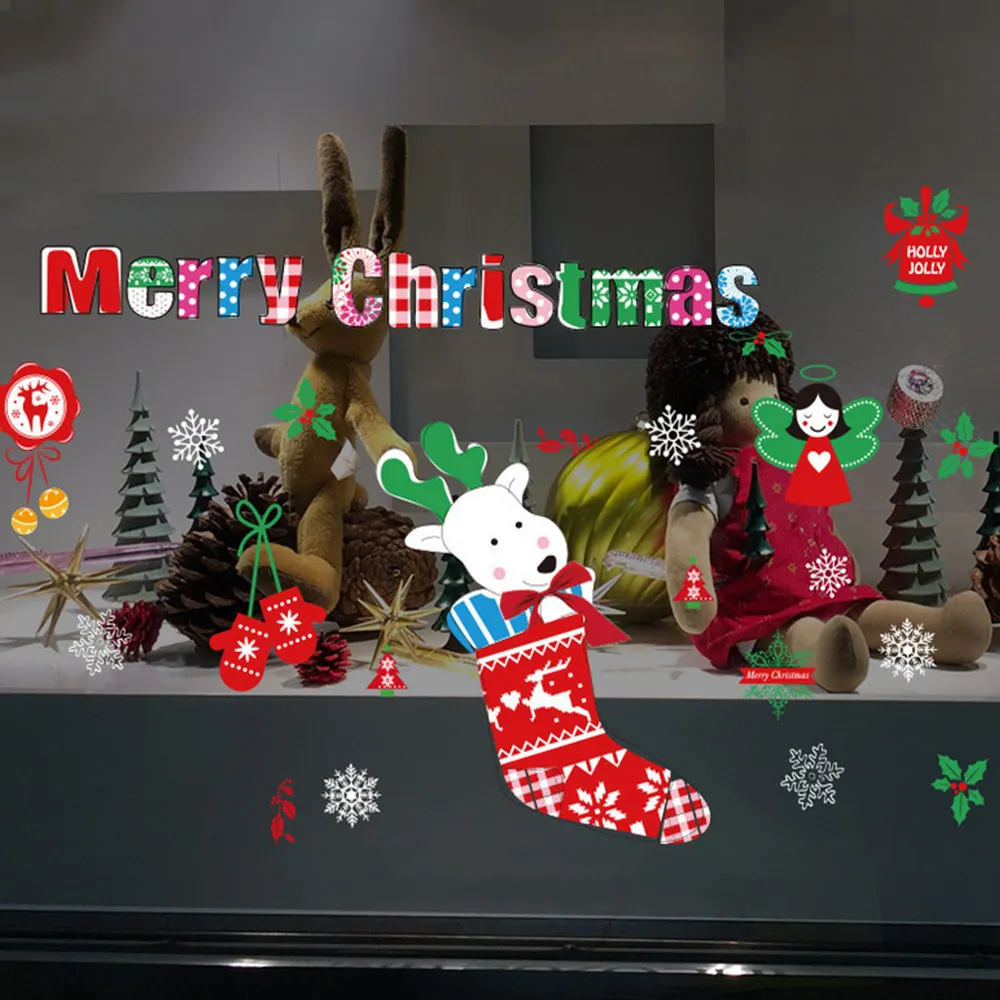 Aliexpress Buy Christmas Window Glass PVC Electrostatic Sticker New Year DIY Snow Town Wall Stickers Home Decal Festival Decor Supplies from