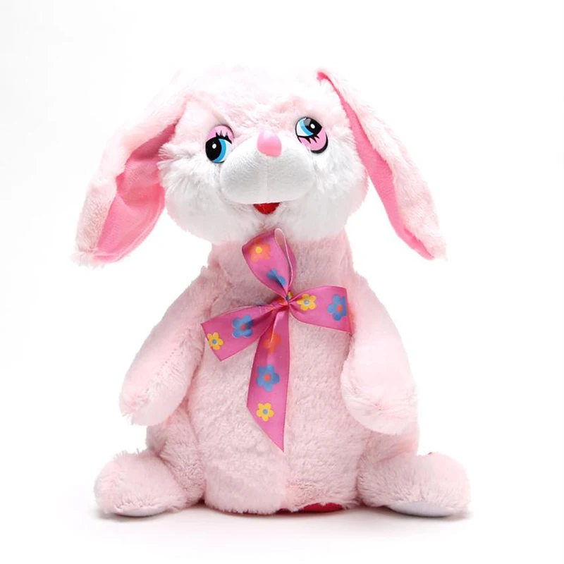 Kawaii Blue/Pink Baby Stuff Plush Rabbit Toy Electronic Pet Doll Swing Ears Dancing Singing Children Interactive Soft Gift A089