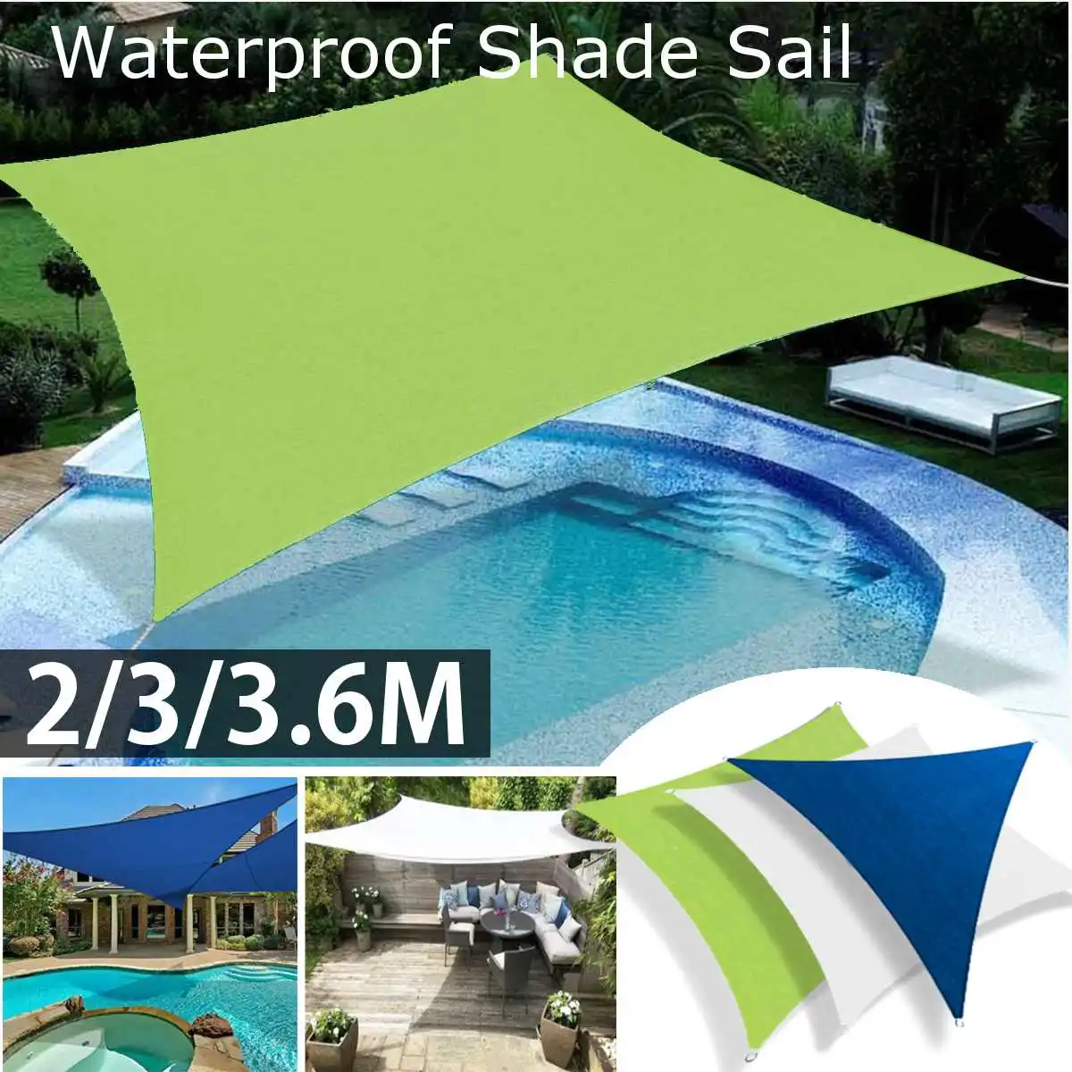 

4x3/3.6/3/2m Triangle/Square/Rectangle UV Protection Waterproof Polyester Cloth Outdoor Sun Sunscreen Shade Sails Net Canopies