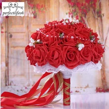 Perfectlifeoh украшения для букета невесты Свадебные аксессуары Свадебный букет с лентой Свадебные букеты