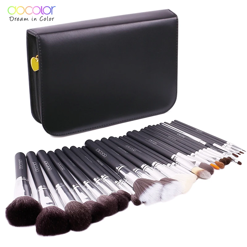 

Docolor 29 pcs Makeup Brushes High Quality Professional Cosmetic Make Up Brush Tool Set With Case eyeshadow angled powder Brush