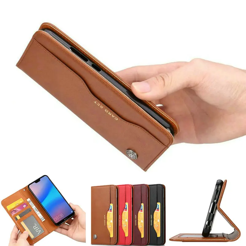 

P smart 2019 Capa Luxury Retro Vintage Leather Case for P smart + 6.3'' Flip Wallet Cover P smart Plus Phone Funda P Smart Cases