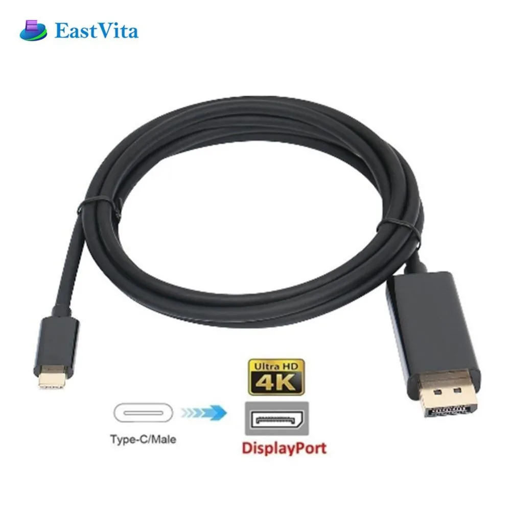 Новое поступление 2020 DP Интерфейс * 1 черный адаптер USB C DisplayPort 6 футов/1 8 м 3. 0 Type папа