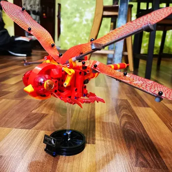 

3D Simulation insect DIY Red Dragonfly Building Blocks Collection gift Spell Inserted Decompression Clicking Technic Bricks