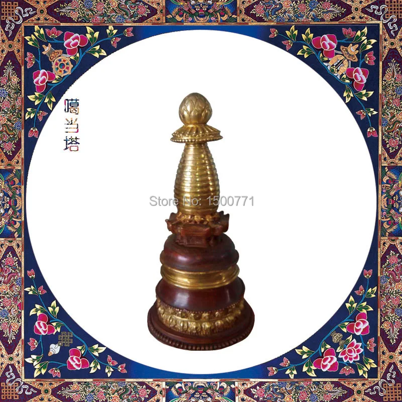 

Buddha tower/ Religious possessions adder / Tibetan Buddhist Tantric Kadampa Tower / copper gilt / 5-inch
