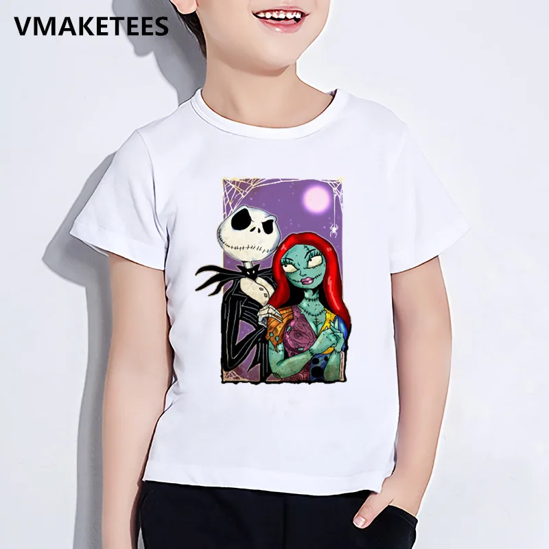Детская летняя футболка для девочек и мальчиков детская футболка с принтом «Король Тыквы» для хэллоуинтуан, Джек Скеллингтон забавная одежда для малышей ooo5234 - Цвет: ooo5234M