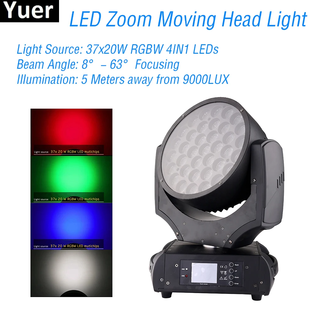New 37x20W LED Zoom Moving Head Light RGBW 4IN1 Party Club Bar Light Music Disco DJ Equipment Projector Zoom Move Head Light