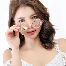 Разноцветный калейдоскоп, стекло es, стеклянная фасетная мозаика, очки для женщин, Круглые, для ночного поля, бара, танцевальной вечеринки, стекло для глаз, шоу, опора L2