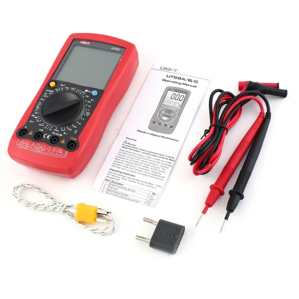 

Digital Multimeter UNIT DC/AC Voltage Current Meter Handheld Ammeter Ohm Diode Capacitance Tester 1999 Counts Multitester