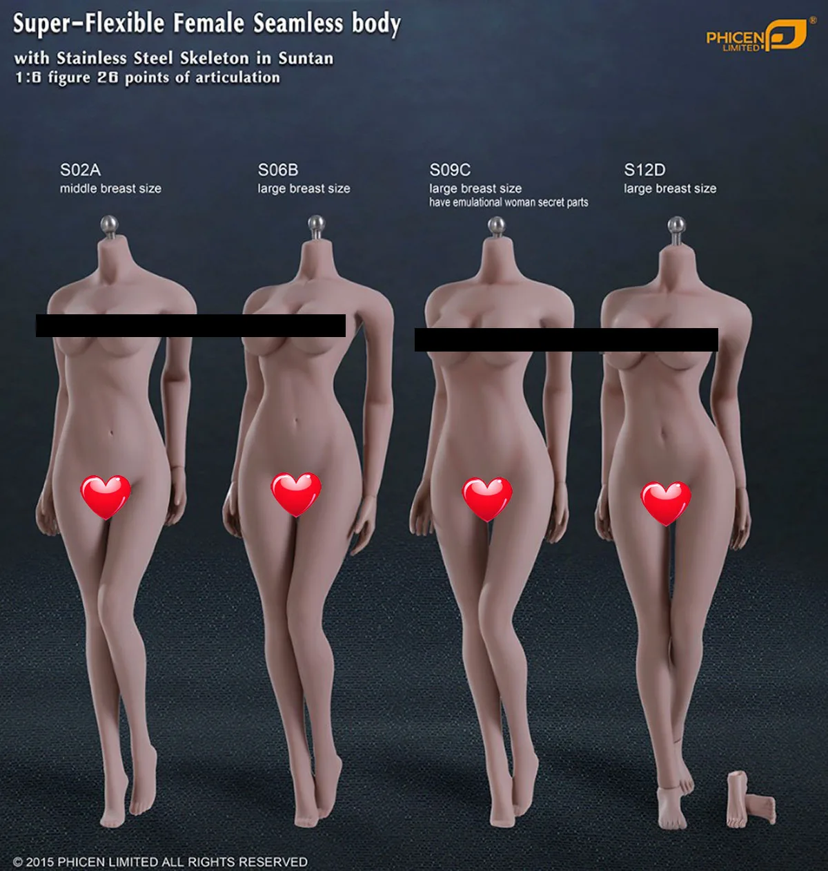 Phicen 1//6 Female Seamless L Bust SUNTAN Figure Body w// HEAD /& BIKINI set