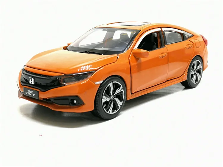 1/32 весы HONDA CIVIC моделирования игрушечного автомобиля металла литья под давлением модель с отступить звук светильник детские игрушки подарок на день рождения - Цвет: Оранжевый