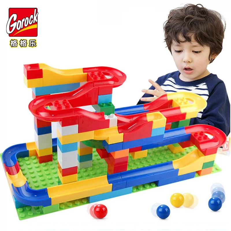 

GOROCK 123pcs Run Rolling Ball Rail Building Blocks Bricks Trajectory Learning Education Toys Compatible With Duploe
