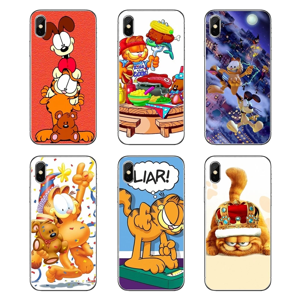 For Samsung Galaxy A5 A6 A7 A8 A9 J4 J5 J7 J8 2017 2018 Plus Prime Take a BERRY Break cartoon Garfield Cat TPU Transparent Cases
