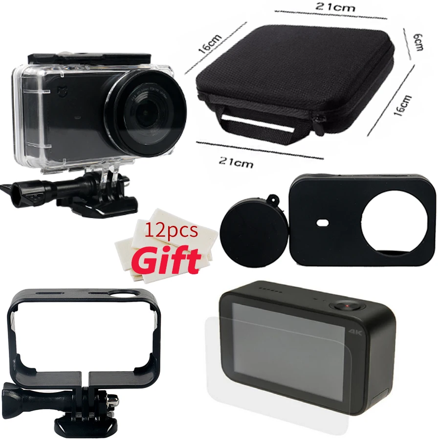 

For Xiaomi Mijia Waterproof Housing Case Storage bag Frame Shell Cover Skin Case Cover Lens Cap Protector Film 4K Mini Camera