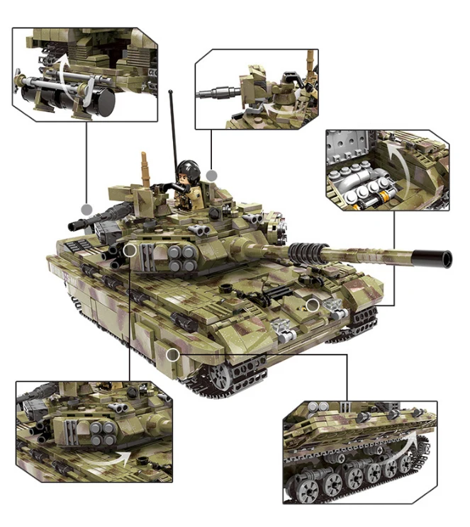 Army Tank Building Blocks Military Vehicles Bricks Compatible LegoING Weapons Toys For Children
