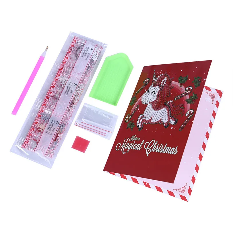 

Diamond Christmas Greeting Card Cartoon Merry Christmas DIY Painting Cards Gift Kids Festival Greet Cards 9pcs Dropship 928#&