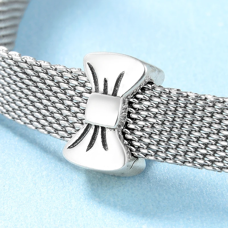 Настоящее серебро 925 пробы в форме банта бусы-клипсы подходят к оригинальному отражению браслет Клип Шарм, изготовление украшений подарок