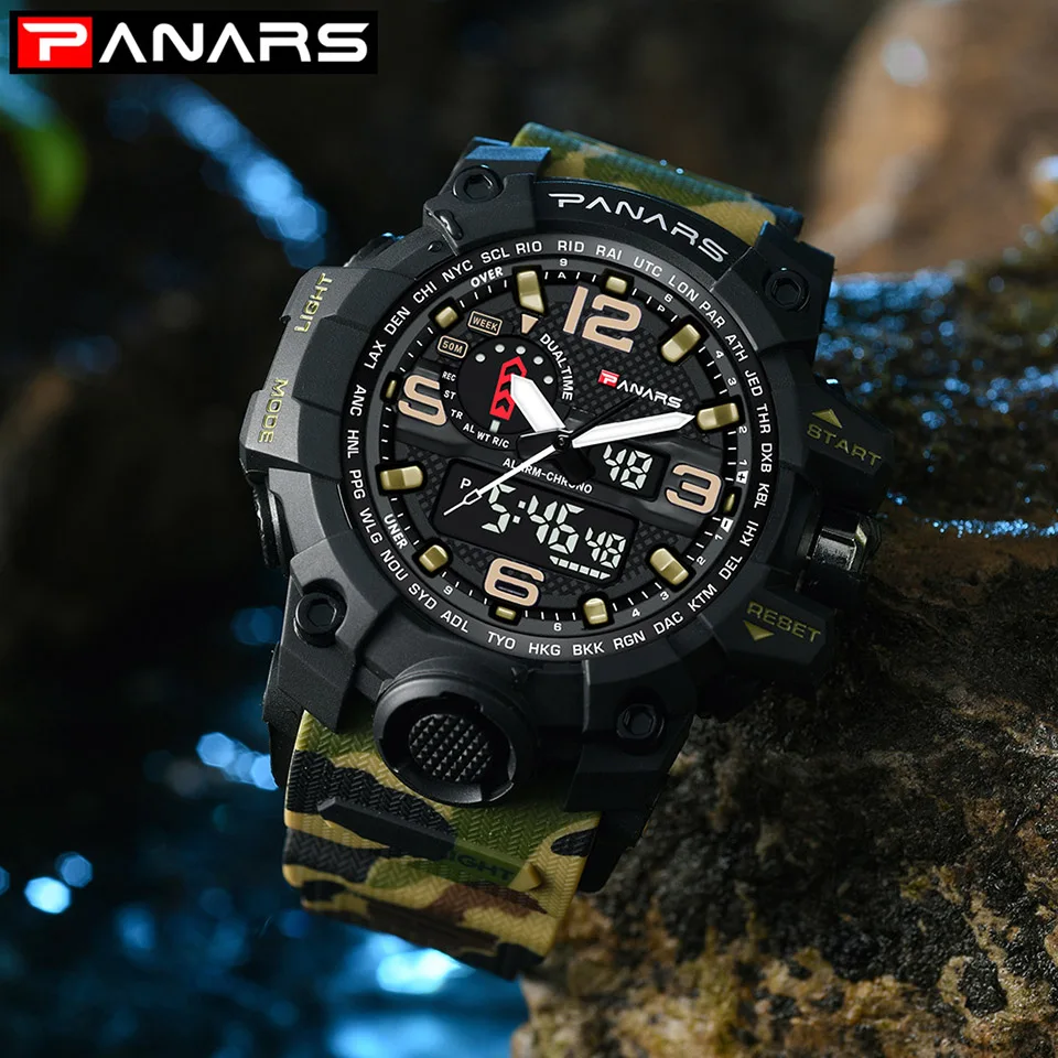 PANARS Sports Watch 2018 Men Military Wristwatch Waterproof Dual Display Wrist Watch Army Relogio Masculino erkek kol saati Male Clock (20)