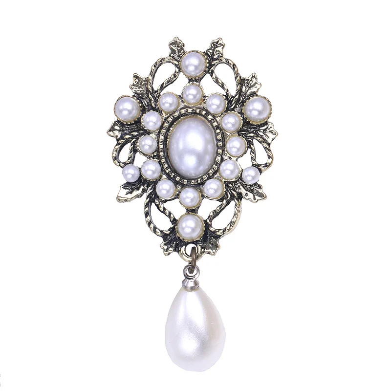 

Vintage Waterdrop Brooch White Simulated Pearl Brooch For Women Bridal Wedding Brooch Pin Party Jewelry Mujer Bijoux Gift