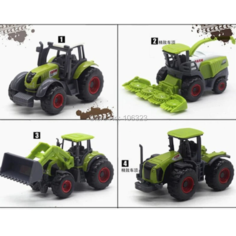 5pcs/set, Die-cast Metal Agricultural Vehicles Combination Model with Plastic Parts, Farm Car Tractor Trailers Collector Edition
