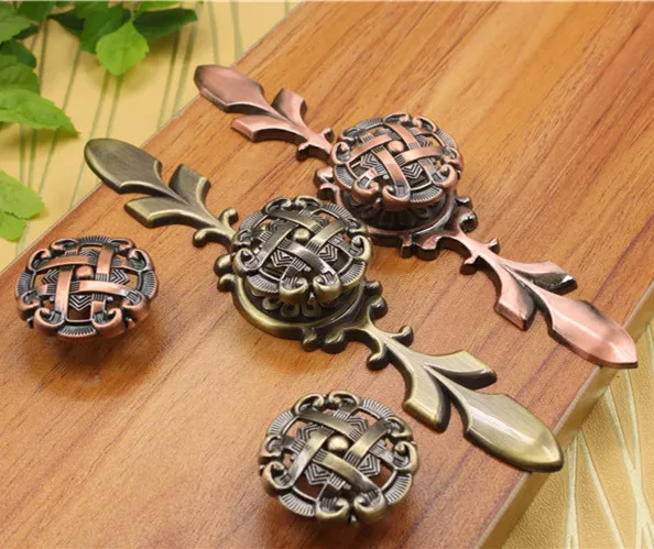 

Dresser Knob Backplate Drawer Pulls Knobs Handle Bronze Copper Chinese Style Cabinet Door Handle Back Plate furniture hardware