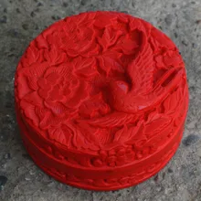 Exquisite Chinese Flower Red Cinnabar Lacquer Beautiful Flower and Bird Auspicious Jewelry Box Exquisite Chinese Flower Red Cinnabar Lacquer Beautiful Flower and Bird Auspicious Jewelry Box