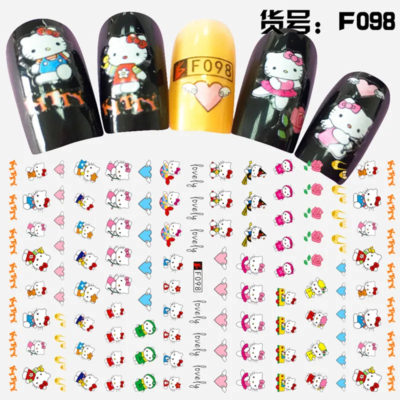 

1 Sheet 3D Lovely Heart Kitty Cat Bow Ties Pattern Adhesive Nail Art Stickers Decorations DIY Salon Tips F09X#
