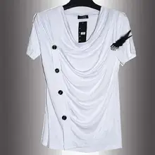 2016 Summer New Non Mainstream Bianfushan Short Sleeved V-neck T Shirt Men Brand Hip Hop Punk Rock T Shirt Slim Men Tshirt