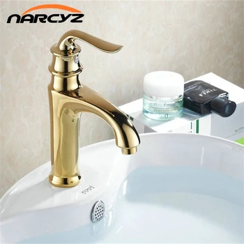 

Basin Faucets Golden Copper Mixer Taps Single Hole Sink Faucet Washbasin XT803