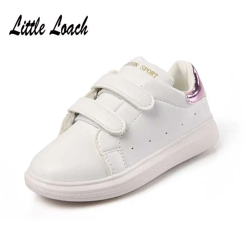 Solid Color White Shoes Children Boys Girls Kids Sports Sneakers EU26 36 Sapatos Breathable PU