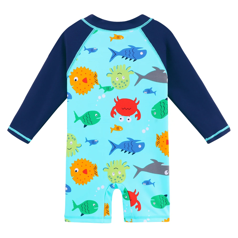 BAOHULU UPF50+ Long Sleeve Cartoon Boys Swimwear One Piece Kids Swimsuit Baby Swimwear Toddler Infant Bathing Suit for Girls Boy
