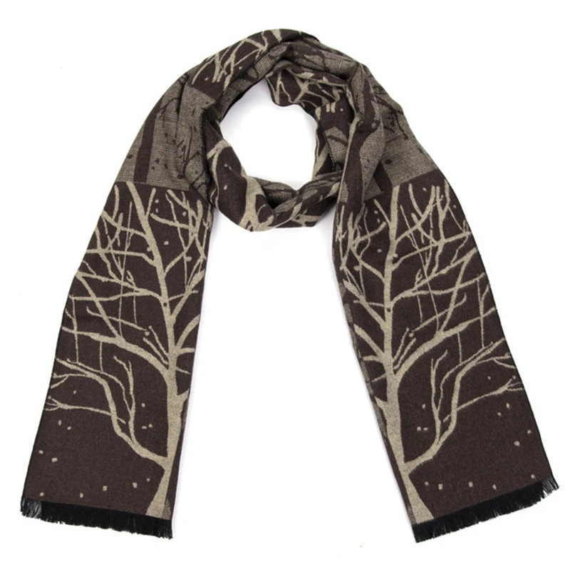 men wearing scarves 180x30cm Christmas Tree Branch Jacquard Male Scarf Winter Modal Brushed Men Wrap Shawls Man Warm Cashmere Scarves As Gift YG326 mens blanket scarf