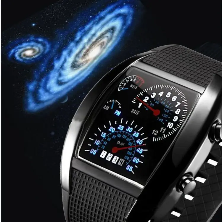 Mens Watches Blue & Black Flash LED Military Watch Brand New Gift