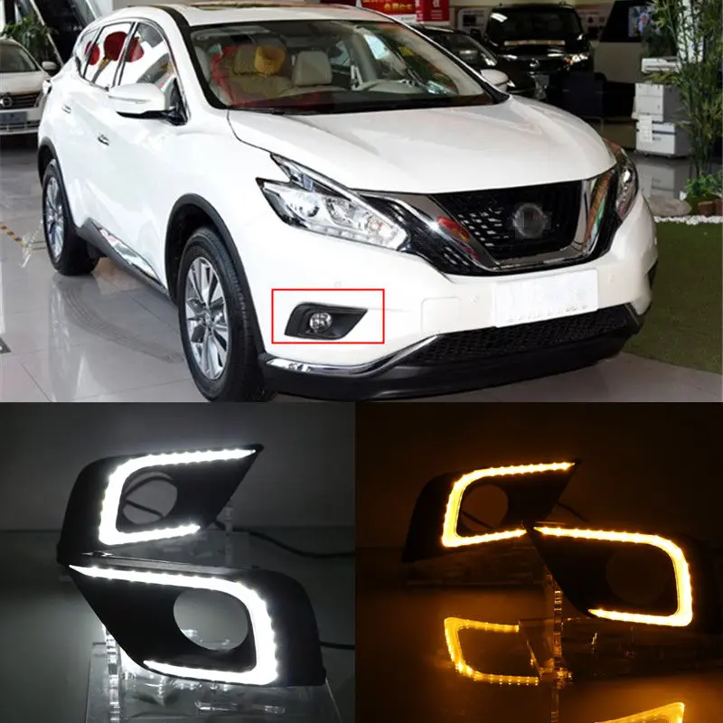 

LED Daytime Running Fog Light Lamp DRL Turn Signal Function For Nissan Murano 2015 2016