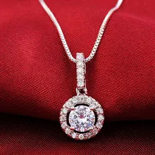 Moonso Настоящее Стерлинговое Серебро Циркон 925 halo Ожерелья& Подвески с бесплатным цепи для Для женщин свадебные ювелирные изделия x231