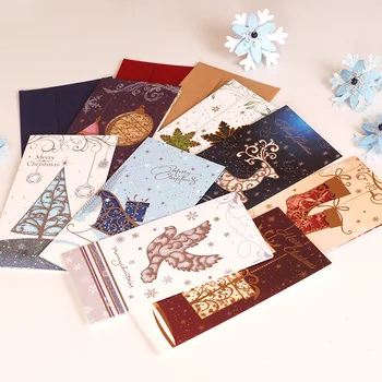 

christmas elegant dear birds snow design sock decoration paper invitation card tree hanging embellishment 8pcs/lot