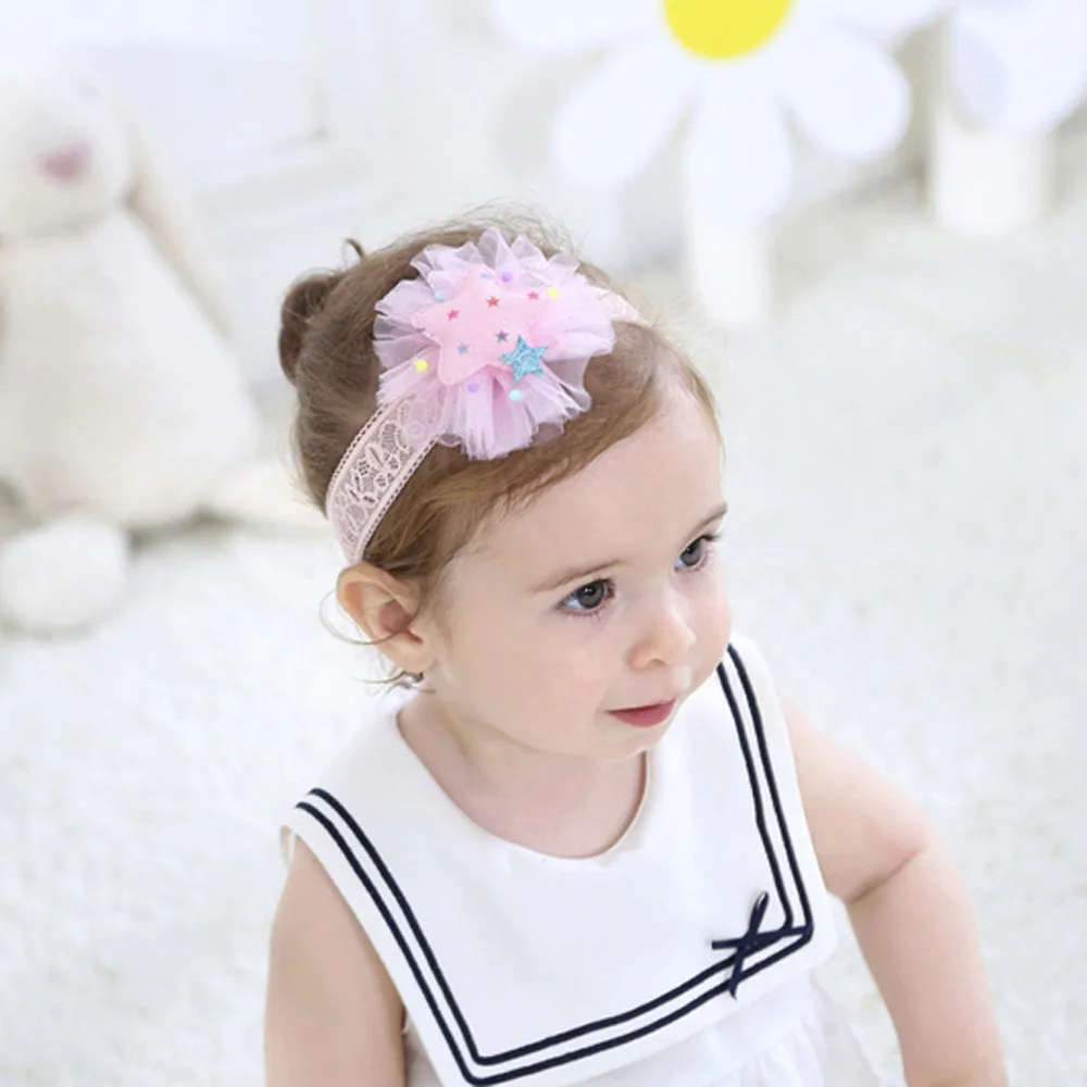 baby headband Lace Headband Kids Elastic Star Pattern Hair Girls baby Princess Hairband baby hair accessories modis baby turban