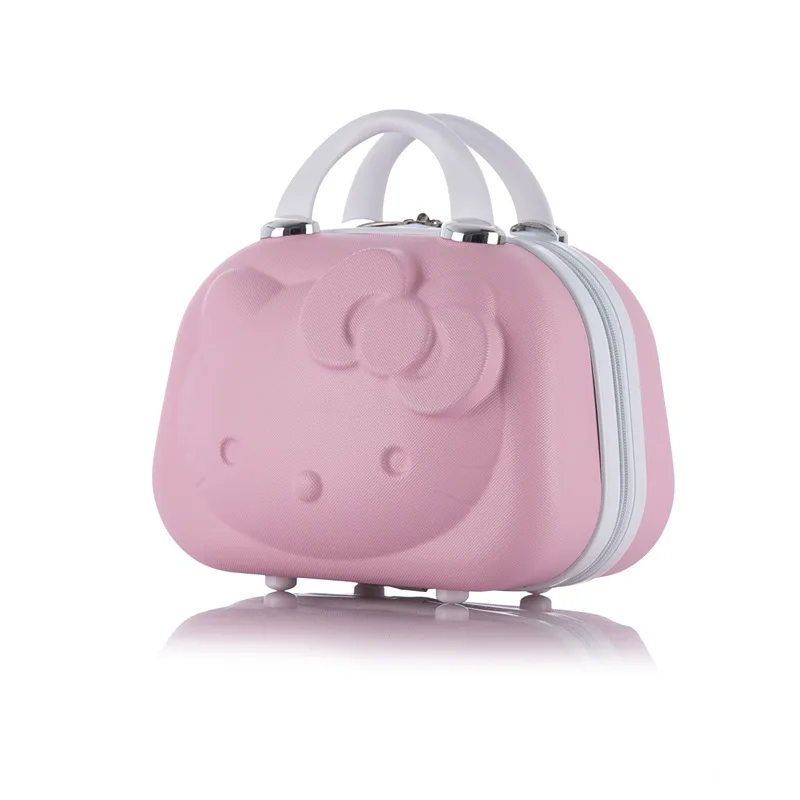 

Good Quality Cartoon 3D Hello Kitty Cat Cosmetic Case ABS 12Inch Tourism Fashion Ma'am Suitcase Waterproof luggage maleta valise