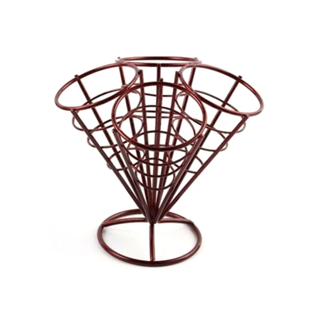 2018 4 in 1 French Fries Chip Cone Holder Fry Fries Bowl Metal Wire