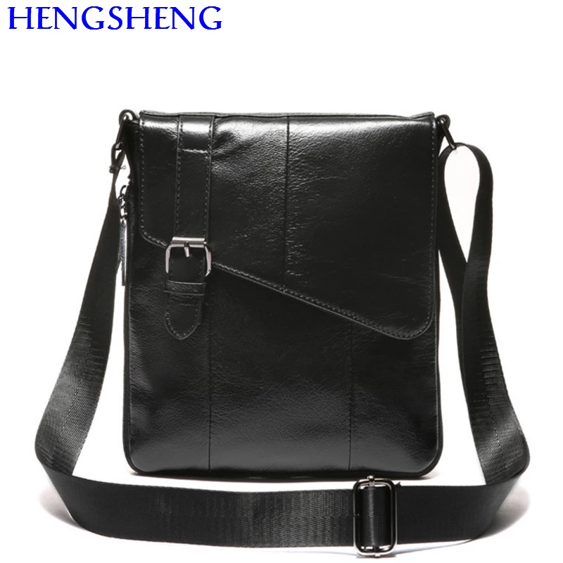 Hengsheng Promotion genuine font b leather b font men messenger bags with cow font b leather