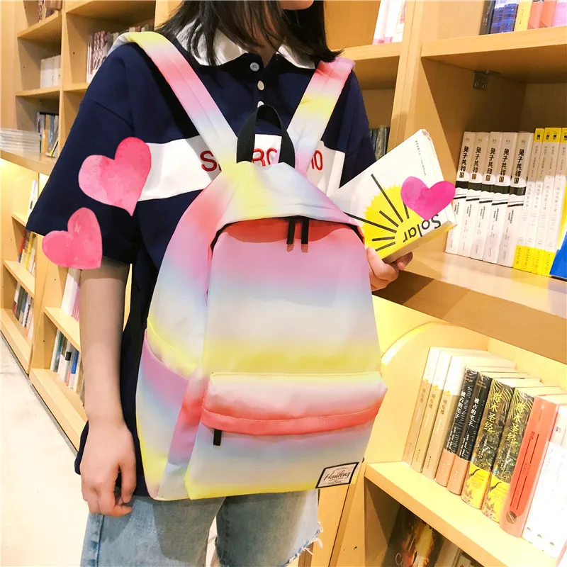 

2019 Women Backpack Color Mixing Large capacity Backpack Women School Bag For Teenage Girls Nylon Packbag