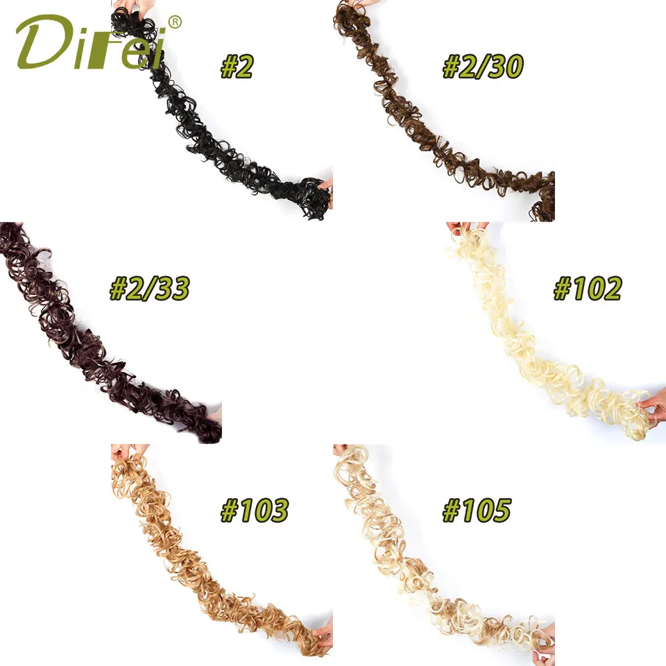 DIFEI Rubber Band Hair Extension Updo Twining Wig Curly Heat Resistant Synthetic Hair Pieces Colors Women Chignon