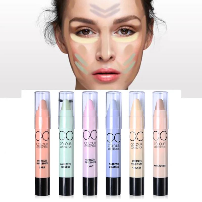 

Pro Face Concealer Stick Face Base Makeup Long Lasting CC Color Contour Corrector Pencil Highlighter Stick Redness Circles