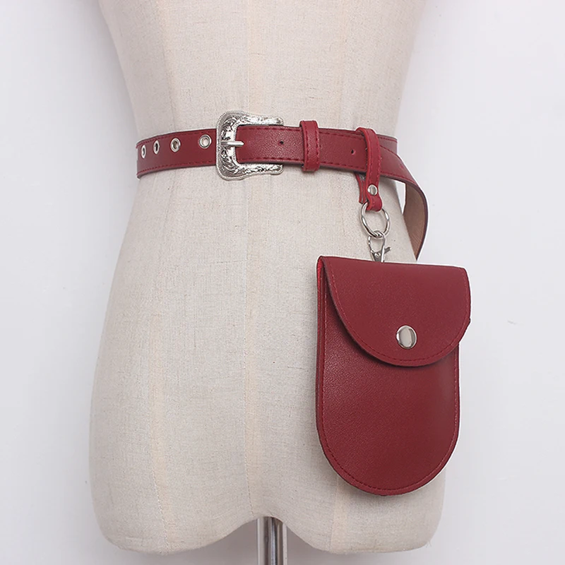 TWOTWINSTYLE кожаный ремень с мешком съемная цепочка лоскутное Высокая Талия Ремни женские летние модные Harajuku Широкие пояса