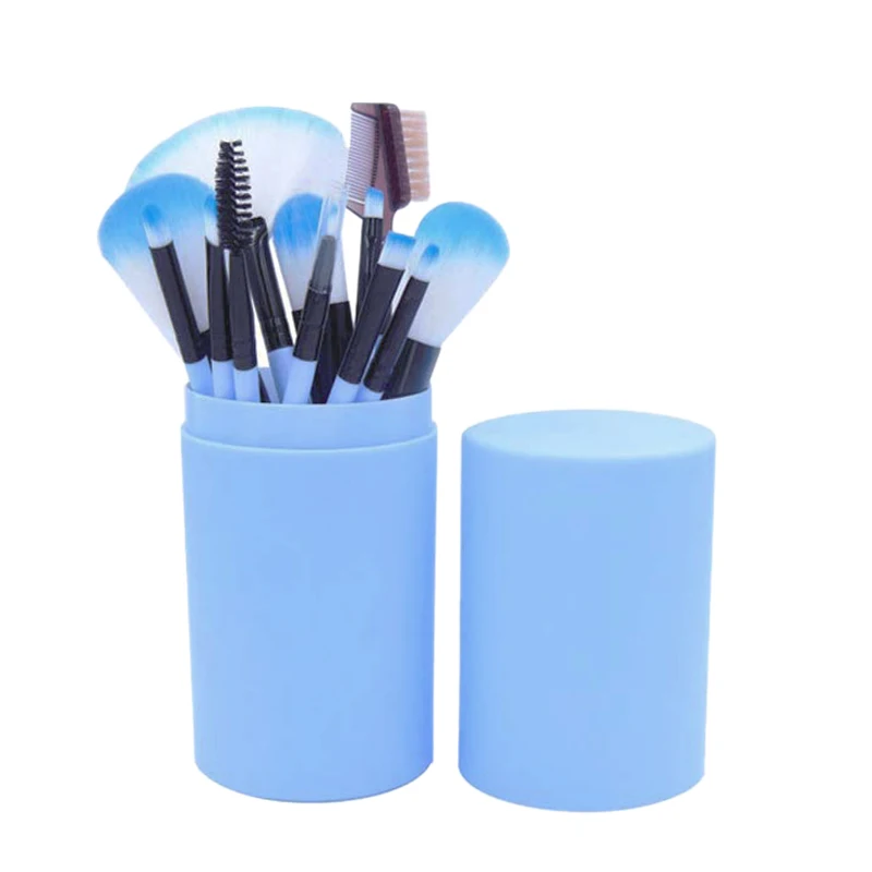 

12 Pieces Makeup Brush Set Cosmetic Face Brushes Kit with Portable Barrel Eye Shadow Brush Beauty Makeup Tools for Beginners (